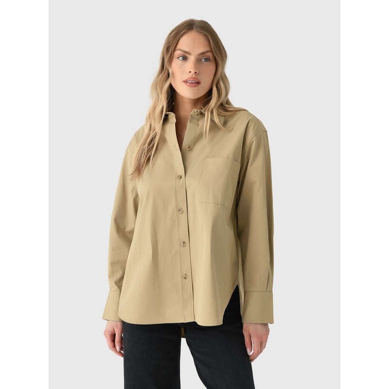 Vince Women’s Faux Leather Trimmed Oversized Shirt