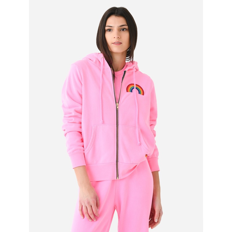 Aviator Nation Women’s Rainbow Embroidery Zip Hoodie