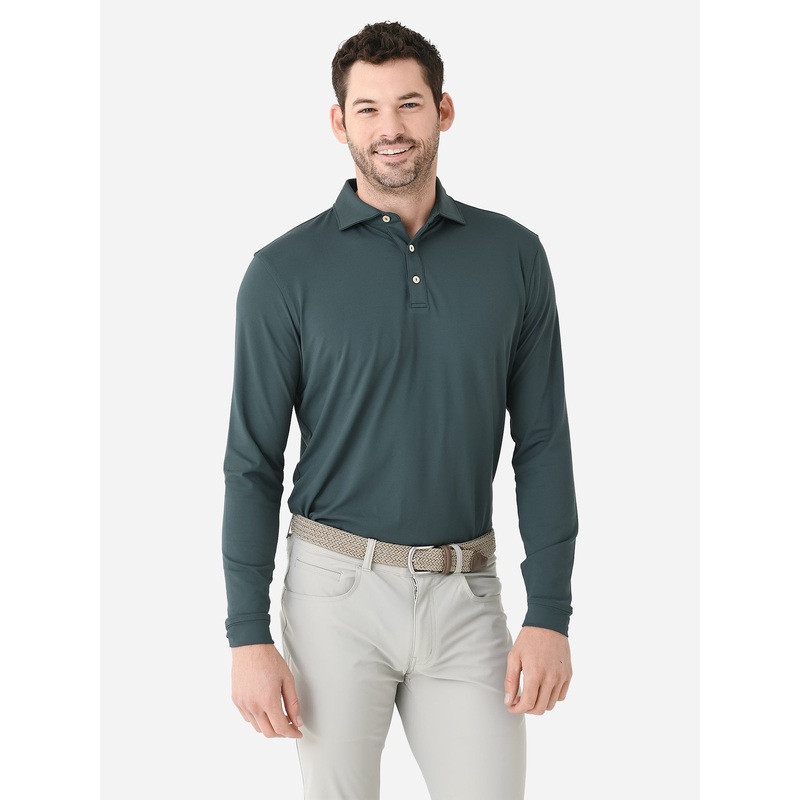 Peter Millar Crown Sport Men’s Lyons Long Sleeve Performance Jersey Polo
