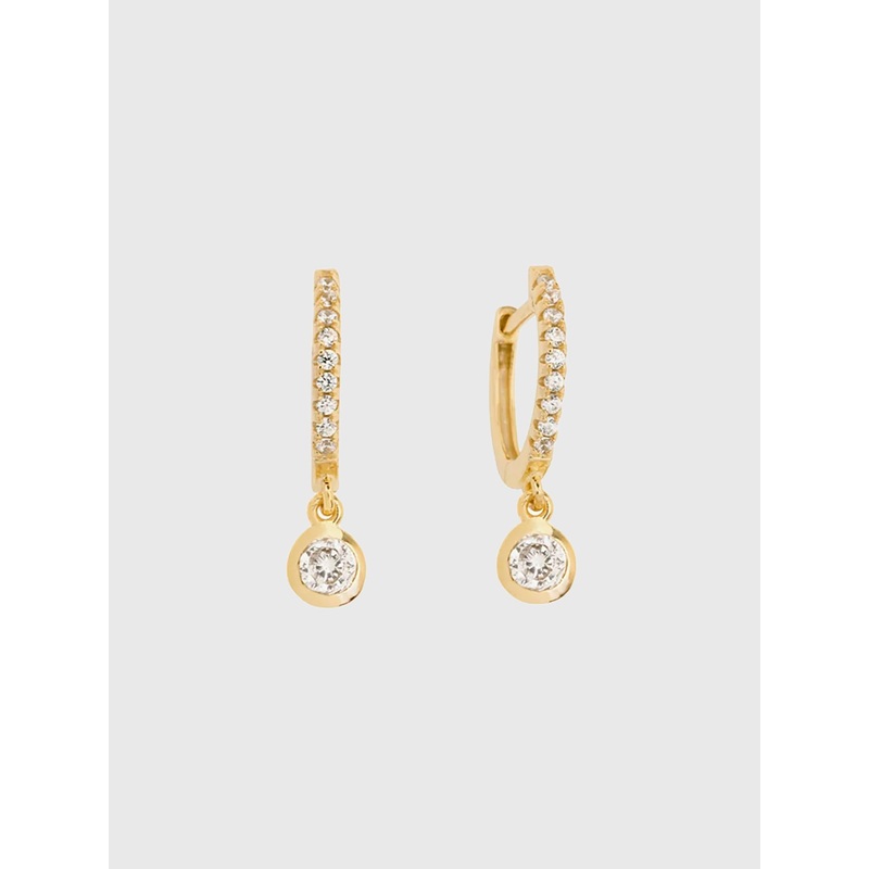 Shashi Bezel Pav Huggie Earrings