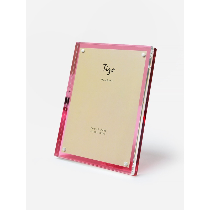 TIZO Lucite Pink Back 5×7 Photo Frame