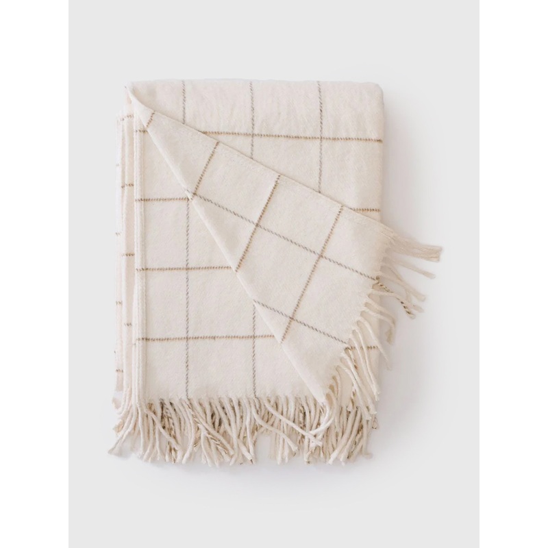 Weezie Throw Blanket|O/S|BLUE PLAIDS|NEUTRAL WINDOWPANE