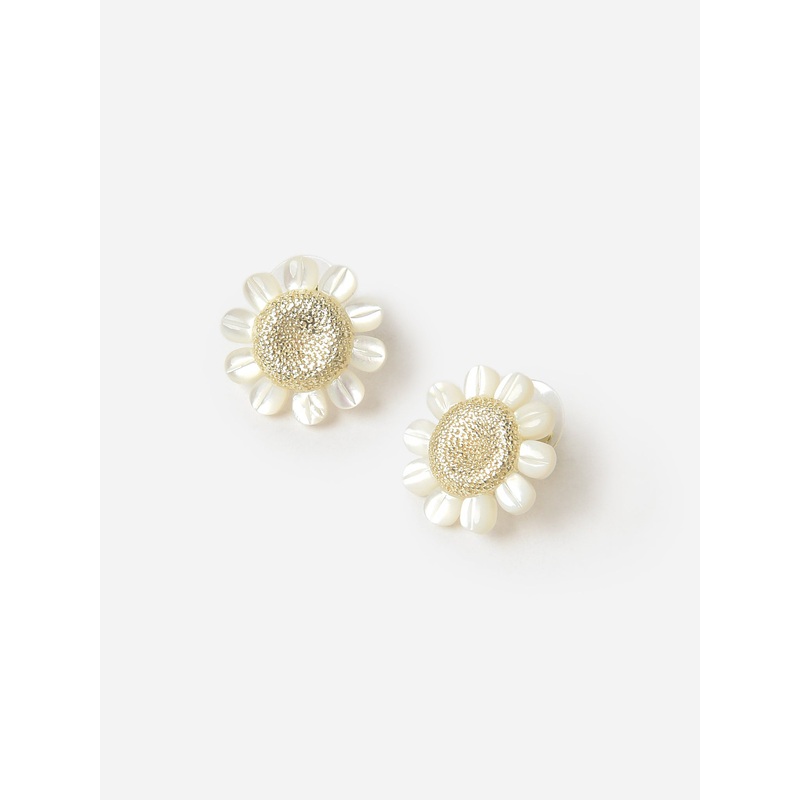 Nicola Bathie Mother of Pearl + Golden Daisy Stud Earrings