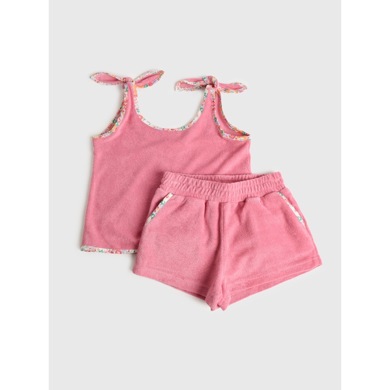 Minnow Girls’ French Terry Tie-Knot Tank Top Set