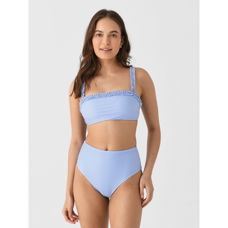 Minnow Women’s Sky Blue Gingham Bandeau Bikini Top