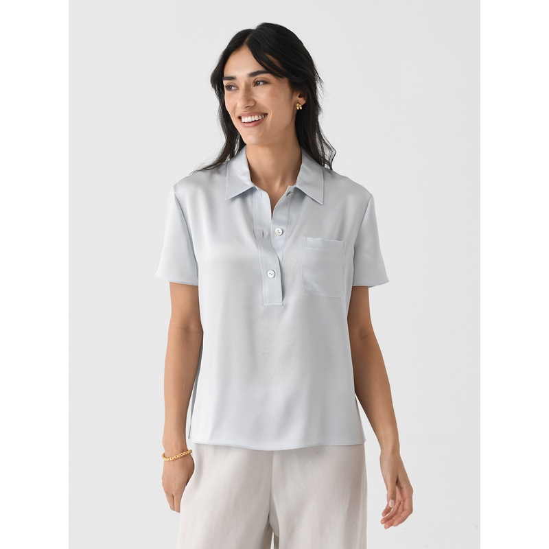 Vince Women’s Silk Short-Sleeve Polo Shirt