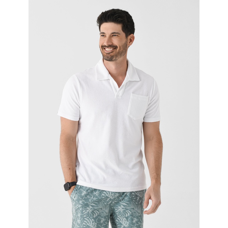 Criquet Men’s Terrycloth Polo|S|M|L|XL|XXL|WHITE