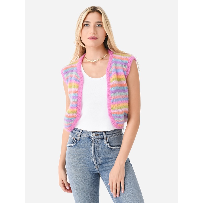 Rose Carmine Women’s Sleeveless Stripe Bolero