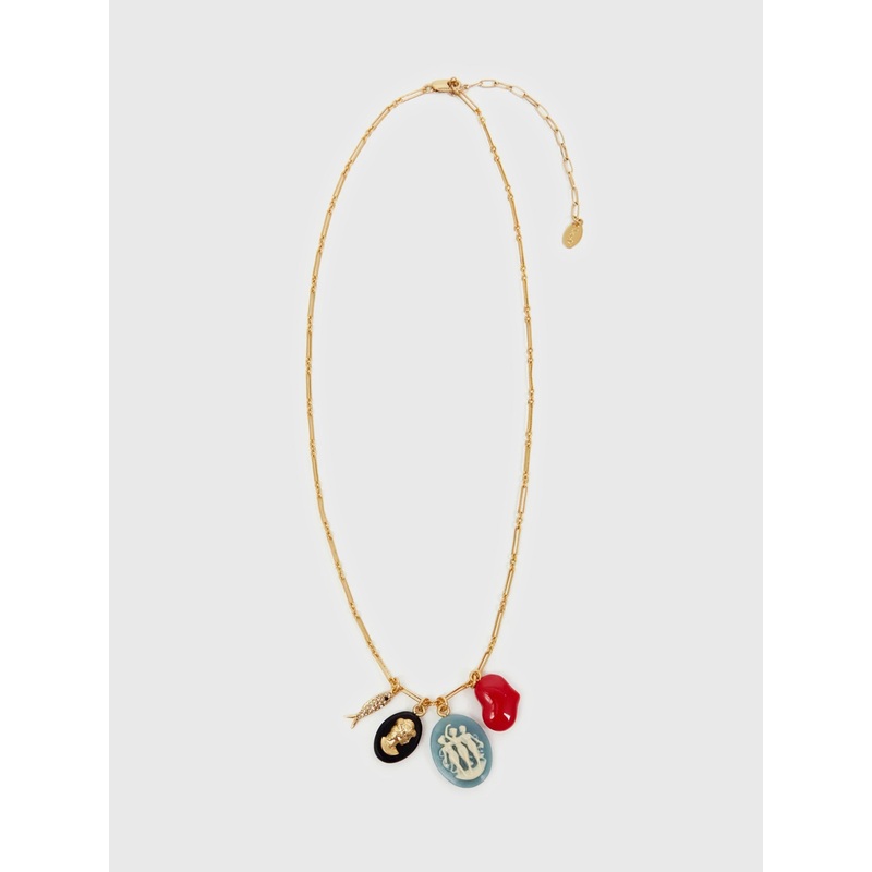 Clare V. Cameo Charm Necklace|O/S|MULTI