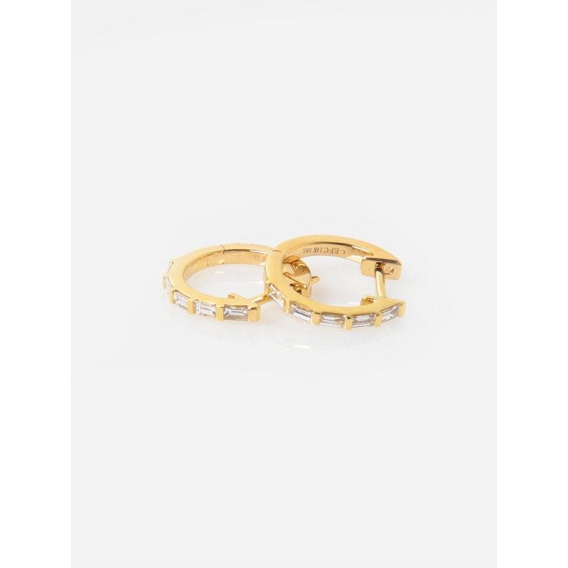EF Collection Women’s Diamond Baguette Huggie Earrings