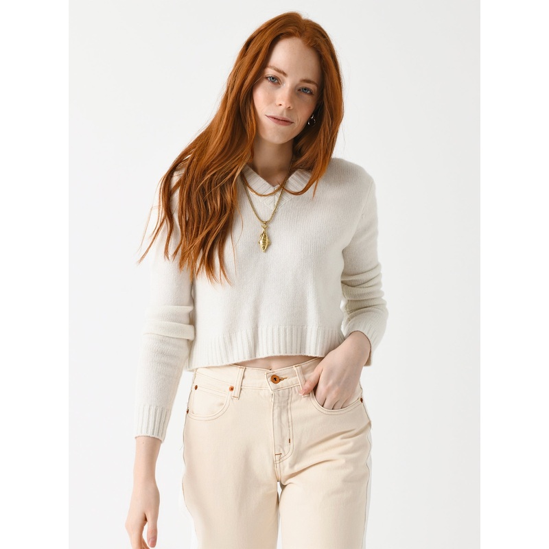 Organic John Patrick Women’s Minnie Crop V-Neck Sweater