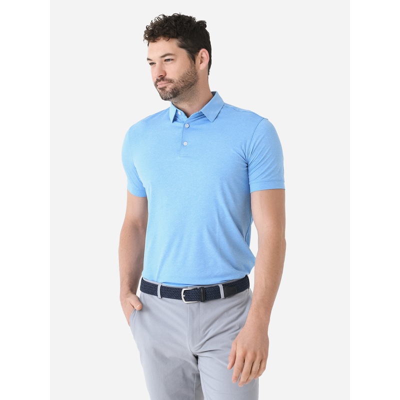 Mizzen+Main Men’s Versa Polo|M|AZURE BLUE HEATHER