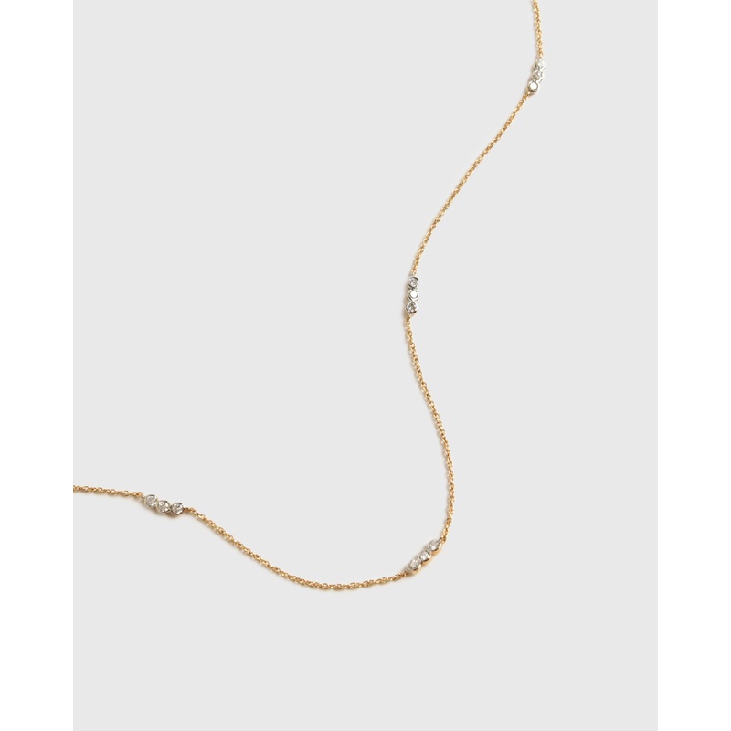 S. Bell Bezel Diamond Trio Station Necklace