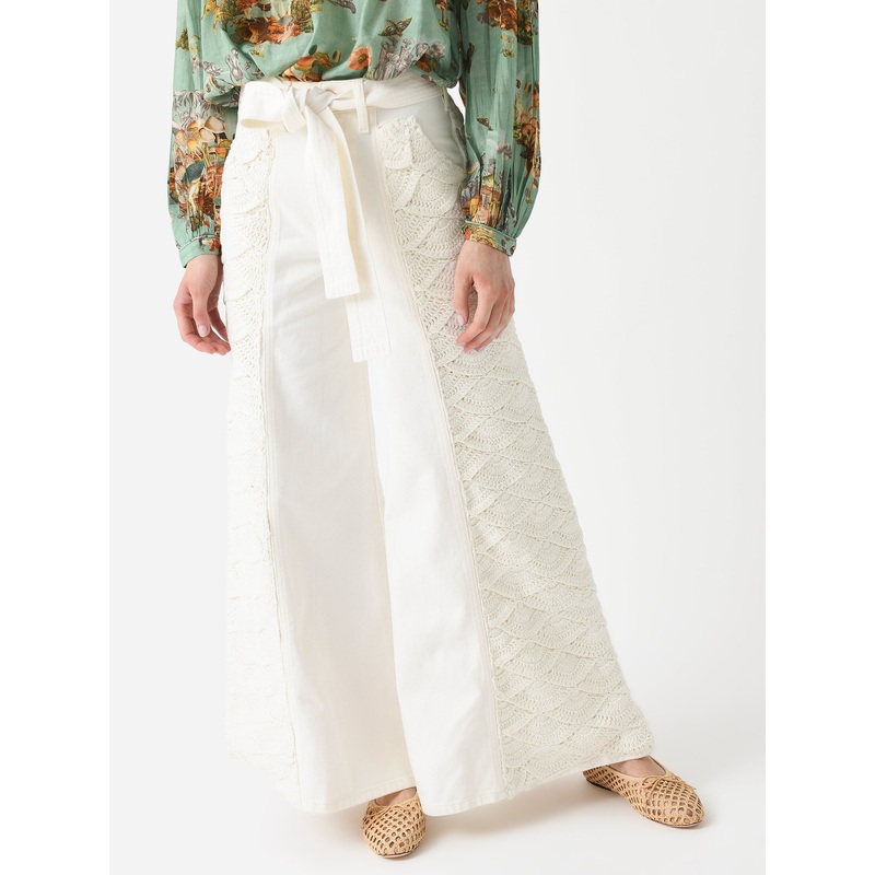 Farm Rio Women’s Crochet Pant|28|WHITE DENIM