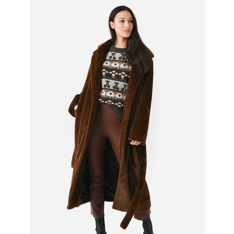 SPRWMN Women’s Faux Fur Robe Coat