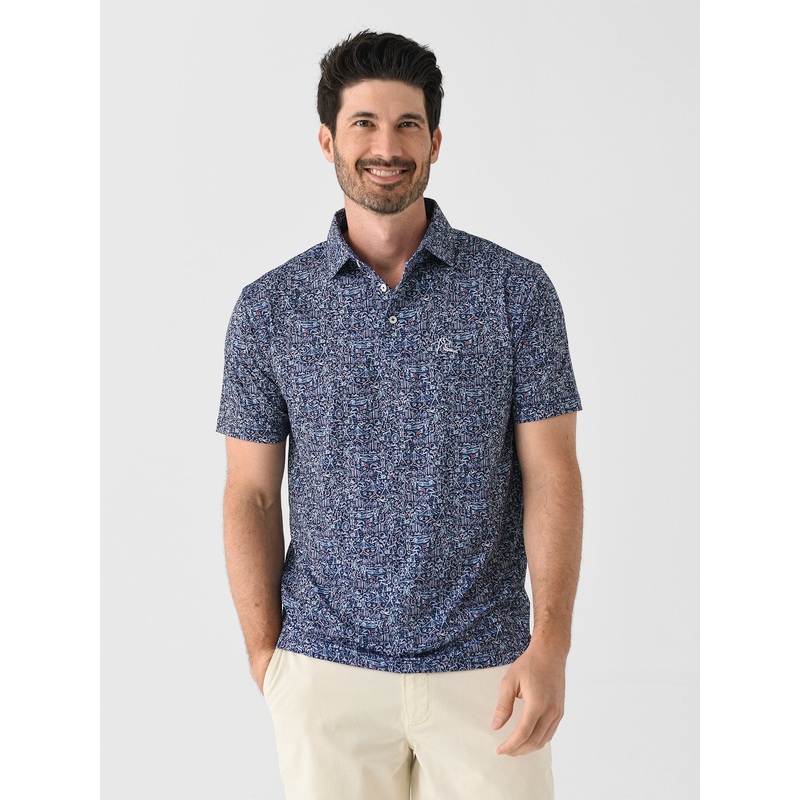 Rhoback Men’s The DFW Polo|S|M|L|XL|XXL|FLEET NAVY/WHITE