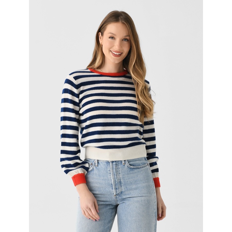 Trovata Women’s Ryann Sweater|XS|S|M|L|NAVY STRIPE W/ RED
