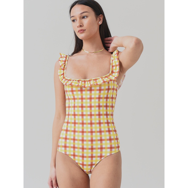 Ephemera Women’s Pineapple Gingham Flounce One Piece