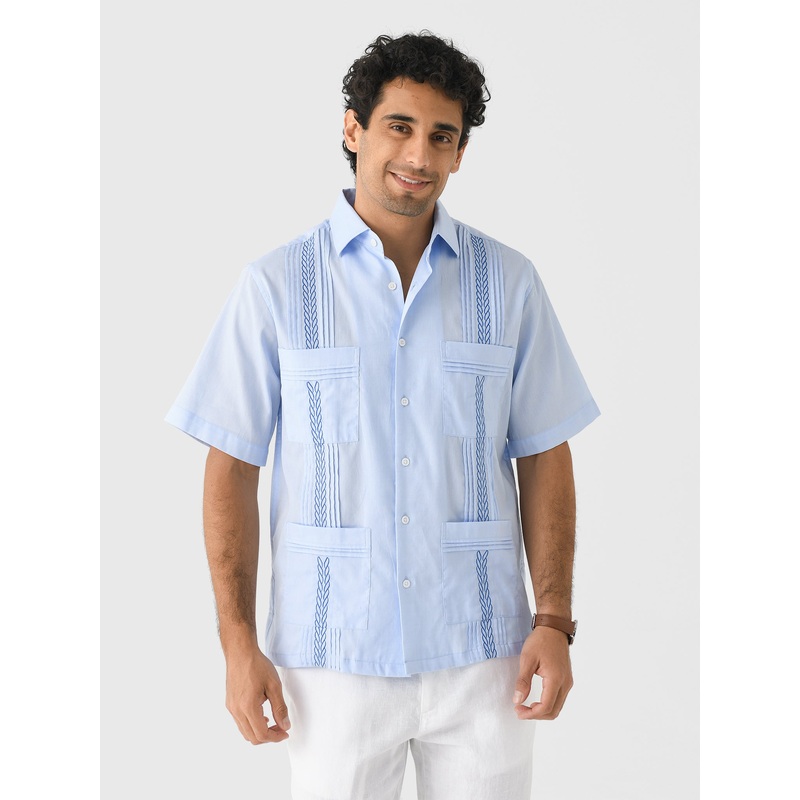 Centuria Men’s Short Sleeve Cotton Piqu Guayabera Shirt