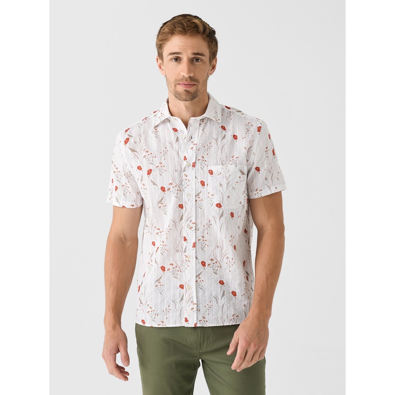 Billy Reid Men’s Short Sleeve Textural Poppy Treme Shirt