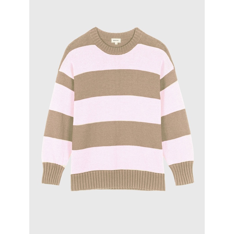 DONNI. Women’s The Cotton Knit Stripe Crewneck Sweater