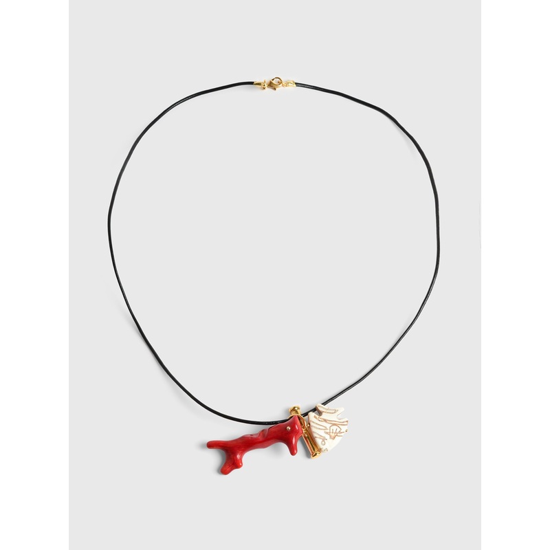 Timeless Pearly Coral Fish Cord Necklace