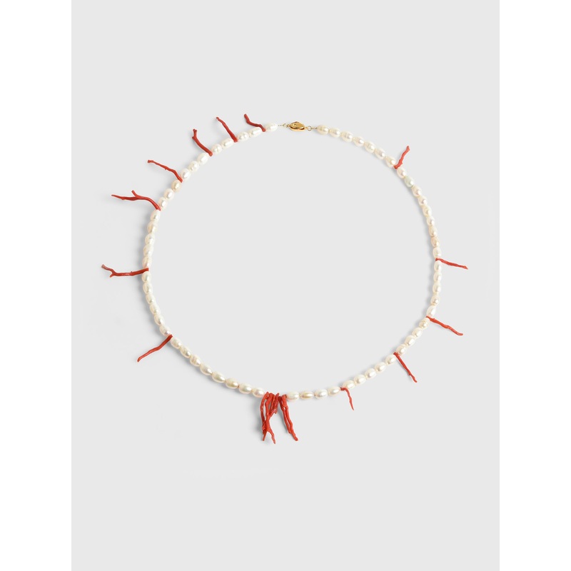 Timeless Pearly Coral Pearl Necklace