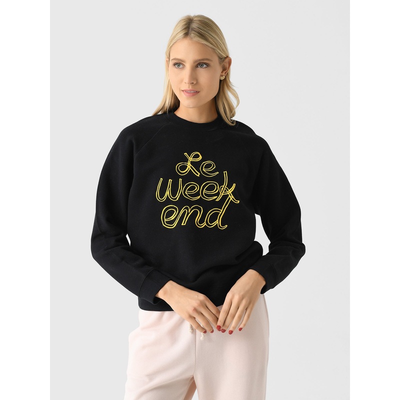 Clare V. Women’s Sweatshirt|XS|S|M|L|BLACK W/ MARIGOLD EMBROIDERED LE WEEKEND