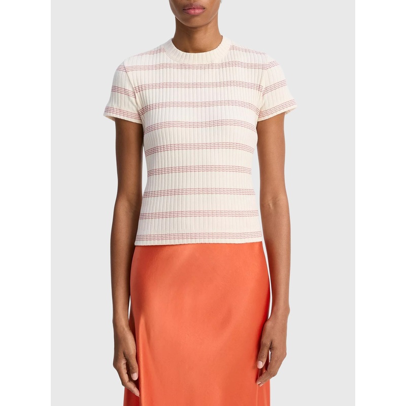 Vince Women’s Striped Ribbed Cotton-Blend Top
