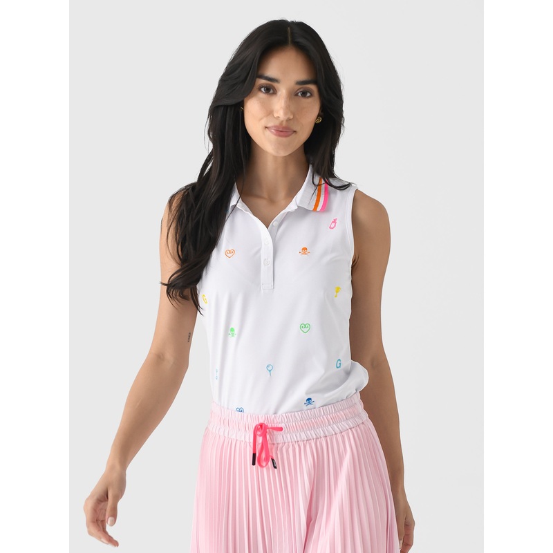 G/FORE Women’s Embroidered Tech Piqu Sleeveless Polo