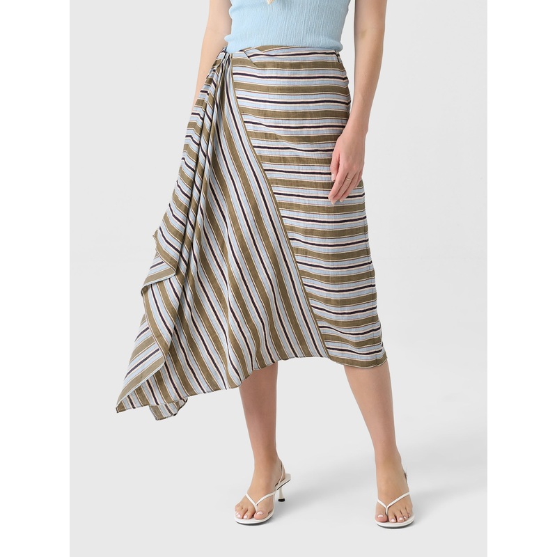 ALC Women’s Lota Striped Linen Midi Skirt