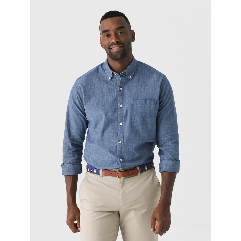 Peter Millar Crown Men’s Tamworth Chambray Cotton-Stretch Sport Shirt