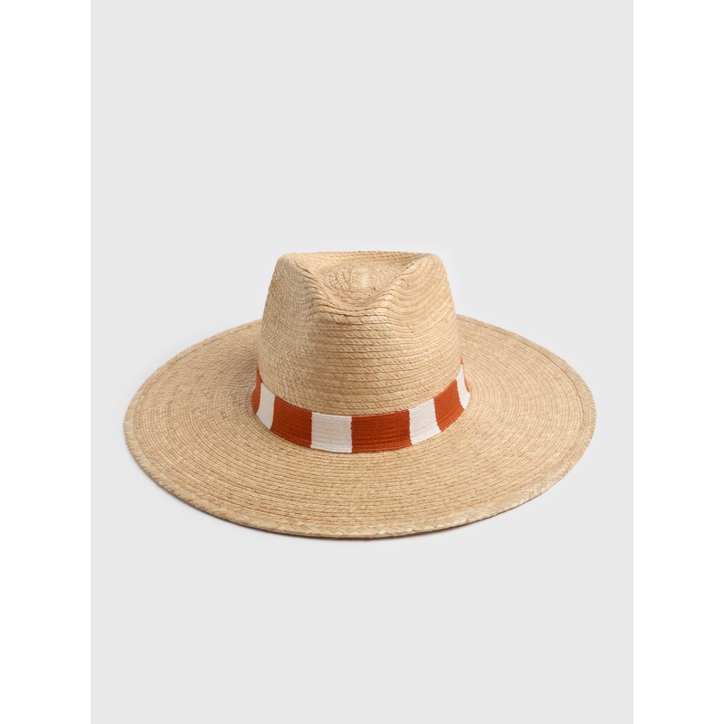 Sunshine Tienda Women’s Orange + White Palm Hat