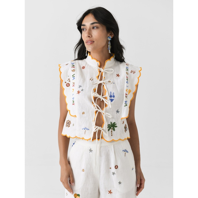 Antipodean Women’s Vacay All Day Scallop Edge Tie Top
