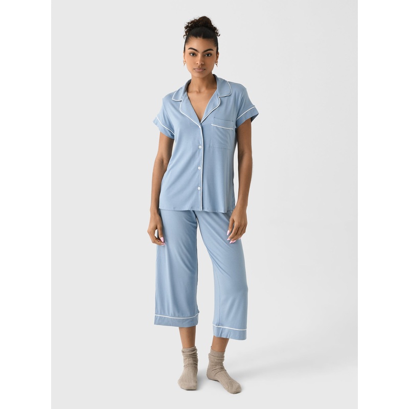 Eberjey Women’s Gisele Short Sleeve Cropped Pant Pajama Set