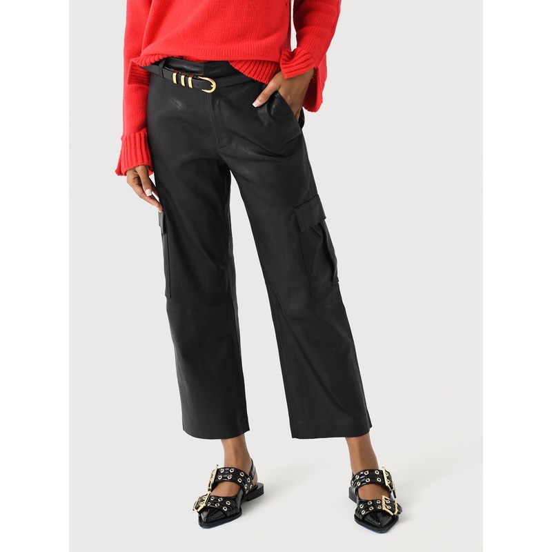 SPRWMN Women’s Leather Cropped Baggy Cargo Pant