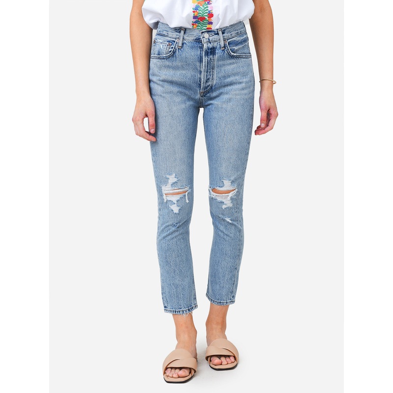 Agolde Women’s Riley High Rise Straight Crop Jean