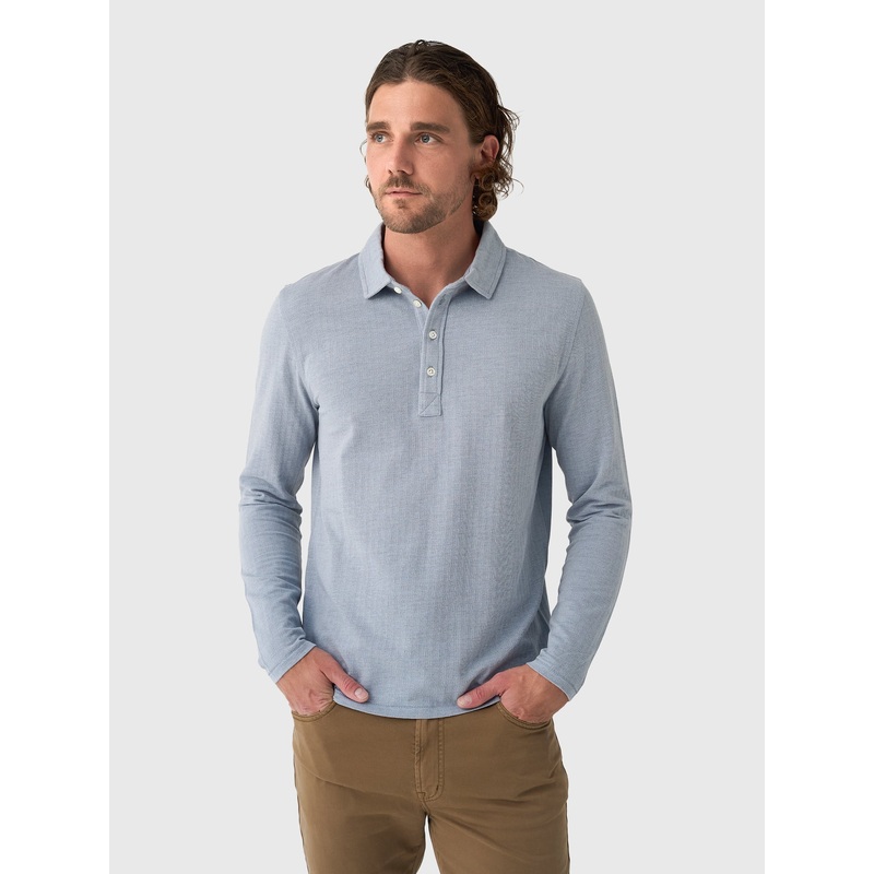 Billy Reid Men’s Long Sleeve Herringbone Polo