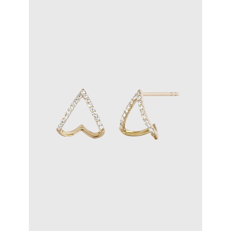 EF Collection Diamond Chevron Huggie Earrings