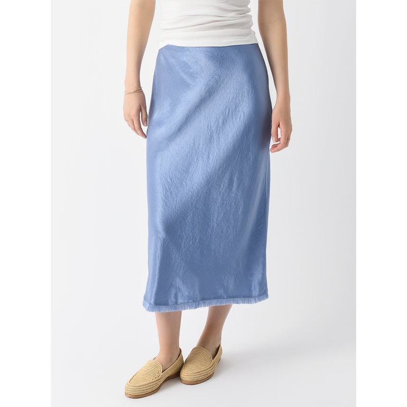 Vince Women’s Satin Frayed-Edge Bias Skirt