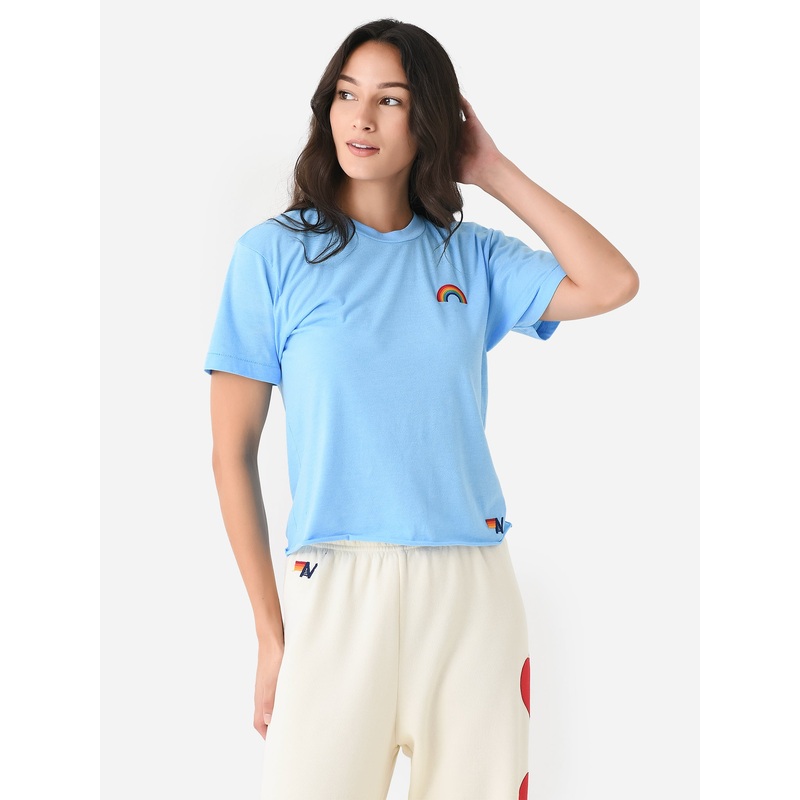 Aviator Nation Women’s Rainbow Embroidery Boyfriend Tee