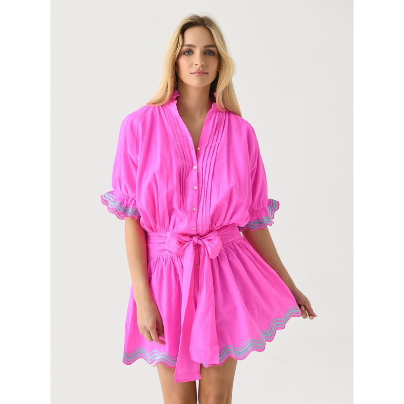 Juliet Dunn Women’s Wave Embroidery Blouson Dress