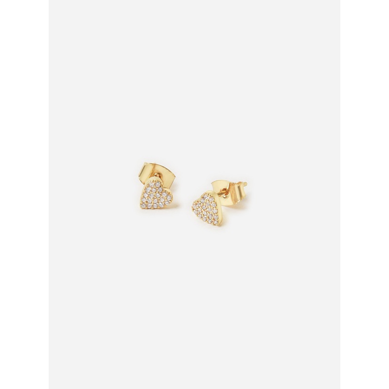 TAI Pav Cubic Zirconia Heart Stud Earrings