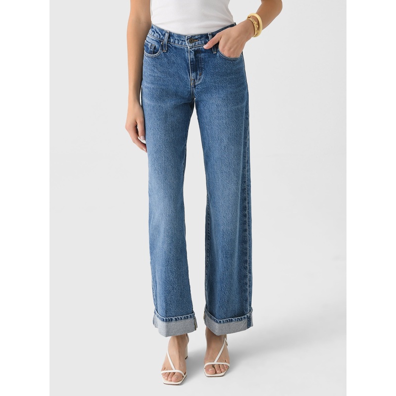 Outland Denim Women’s Mia Cuffed Mid Wide Long Jean