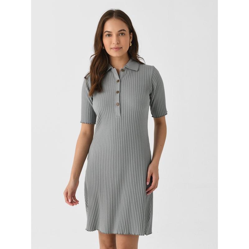 Vince Women’s Cotton-Blend Elbow-Sleeve Polo Dress