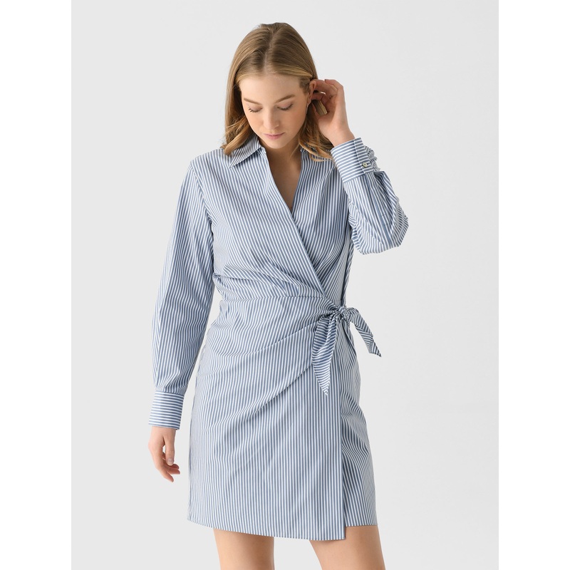 Vince Women’s Furrow Stripe Cotton-Blend Wrap Dress