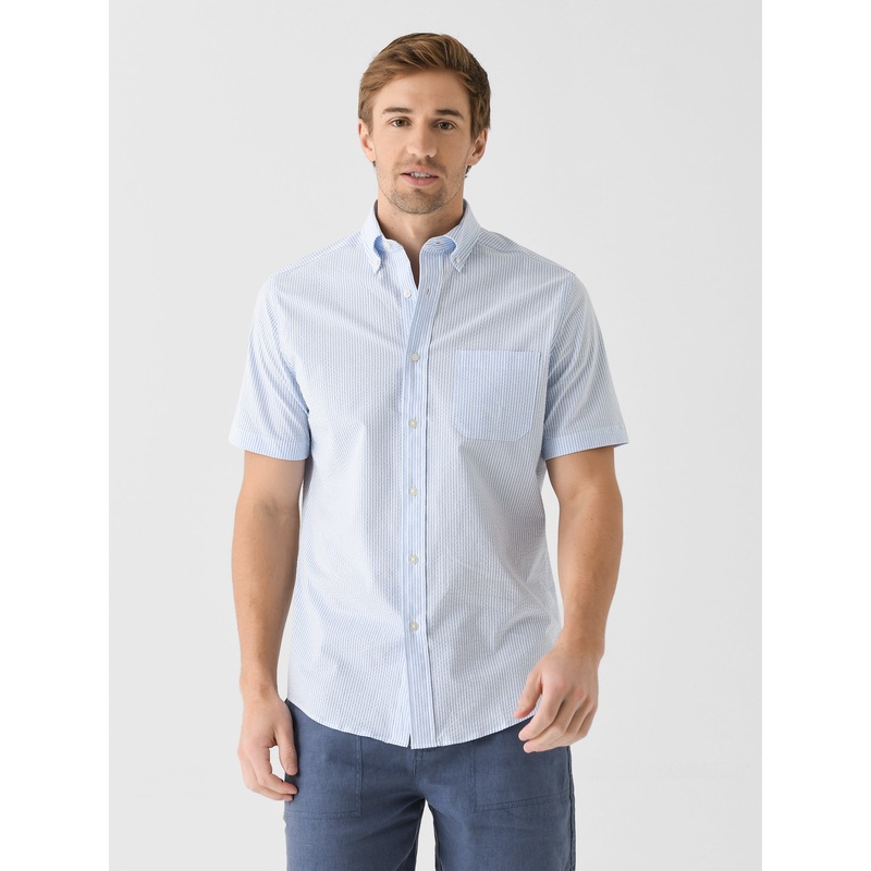 Southern Tide Men’s Folly Field Stripe Seersucker Short Sleeve Sport Shirt