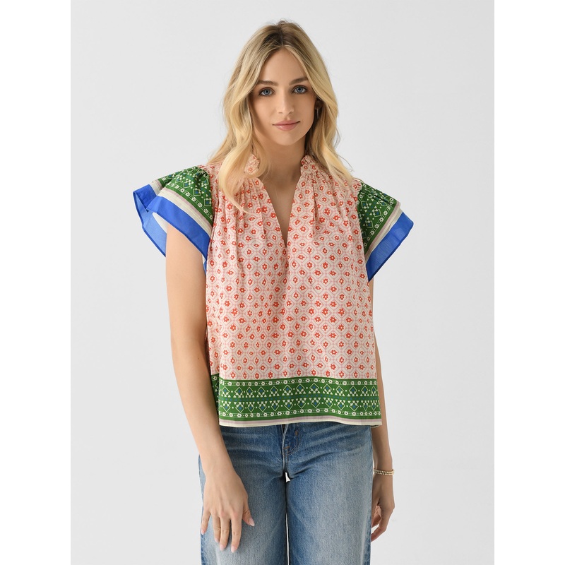 Trovata Women’s Clover Blouse|XS|S|M|L|SANTORINI BORDER