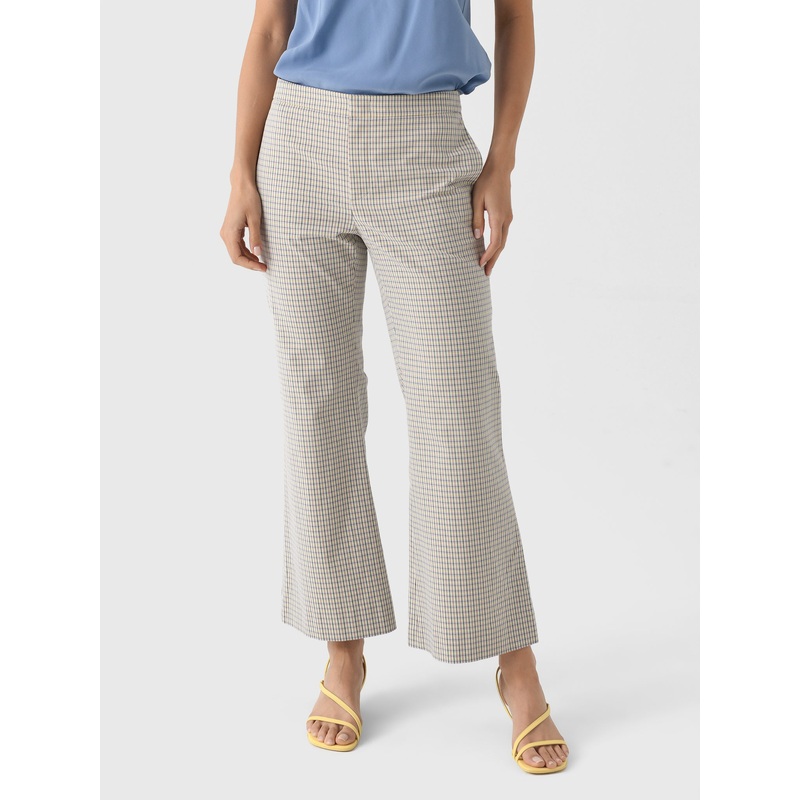 Vince Women’s Gardener’s Check Cotton Low-Rise Crop Flare Trouser