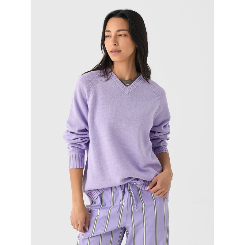 DONNI. Women’s The Cotton Knit V-Neck Sweater